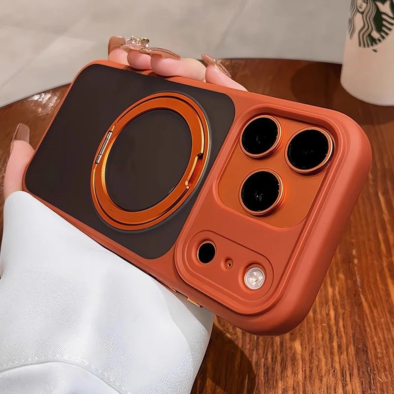 Matte Rotating Bracket Holder Magnetic Phone Case For iPhoneCover