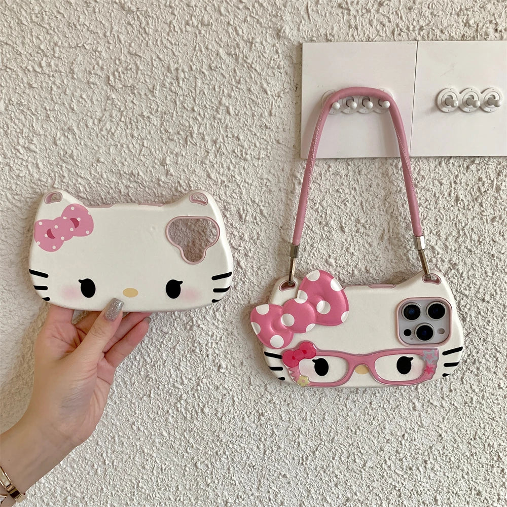 Hello Kitty Glasses Cute Pink Bow Lovely Phone Case