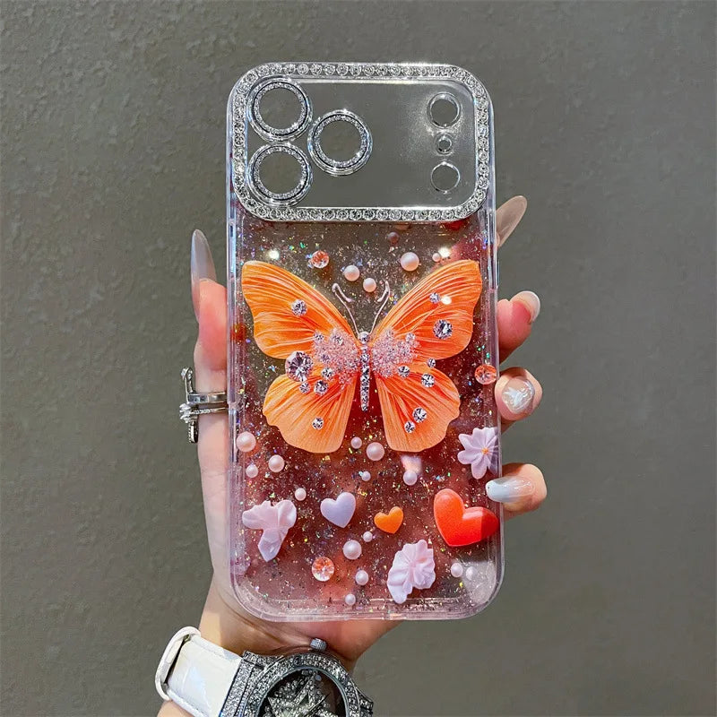 Luxury Diamond Sequins Butterfly Phone Case For iPhone