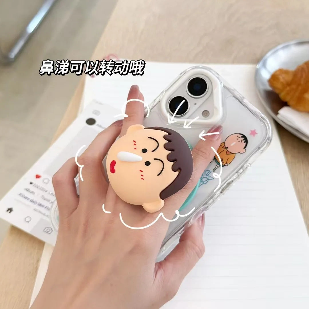Cute Anime Funny snot Boochan Crayon Shin-chan Magnetic Holder Magsafe Wireless Charge Case For iPhone