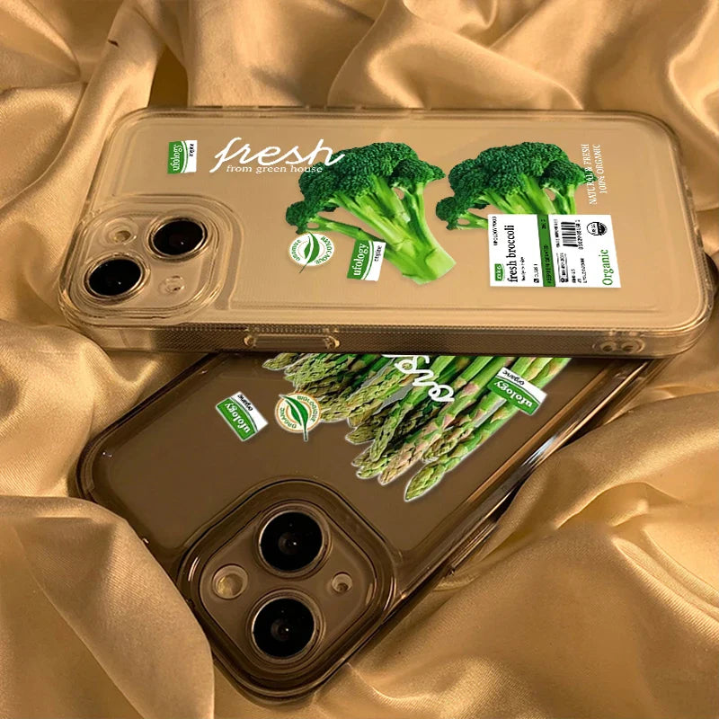 Vegetable Lable Cover Soft Transparent Phone Case