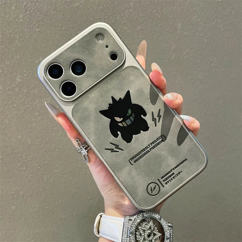 Anime Cartoon Ghost Gengar Laser Leather Texture Phone Case For iPhone