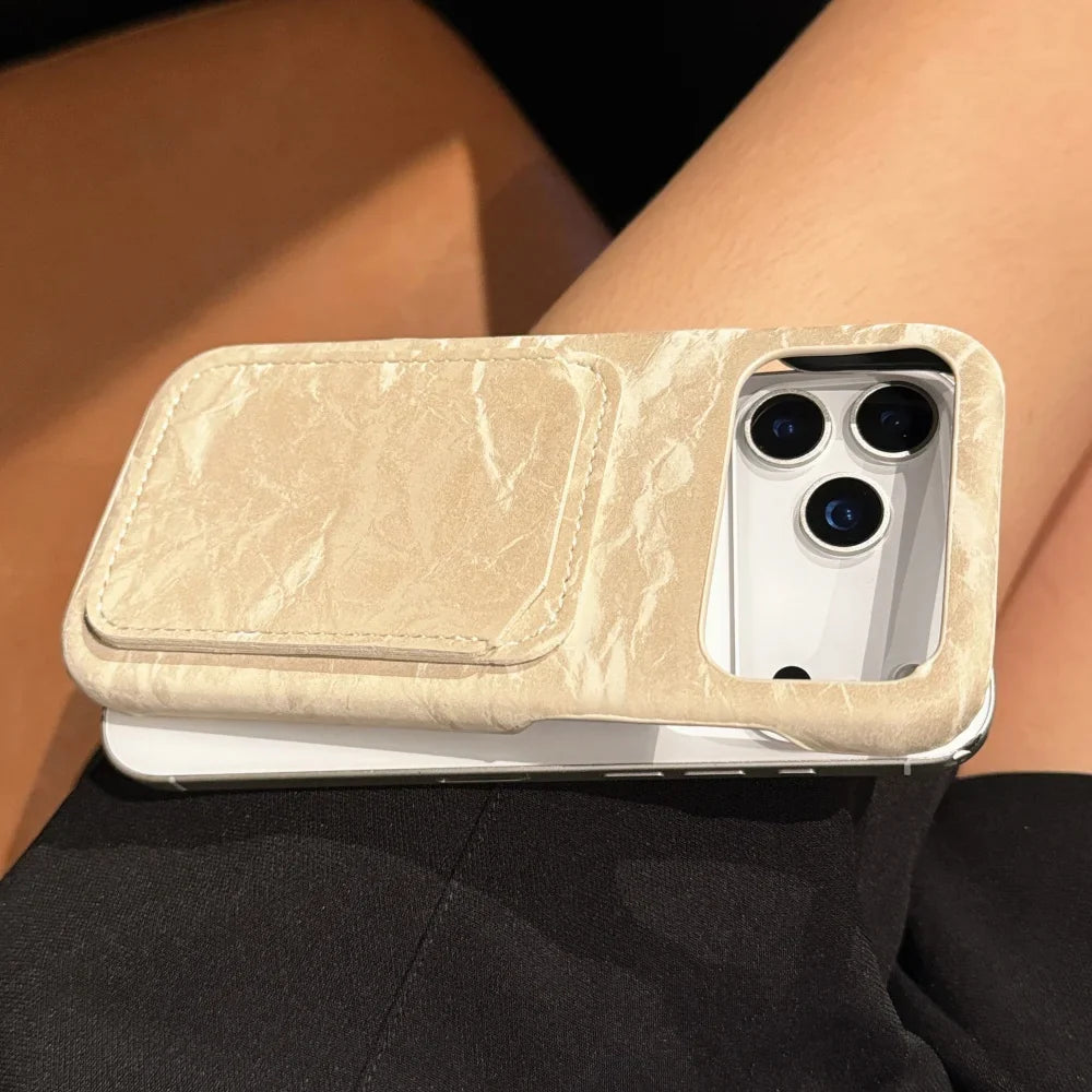 Luxury Velvet Fabric Slot Card Wallet Case For iPhone