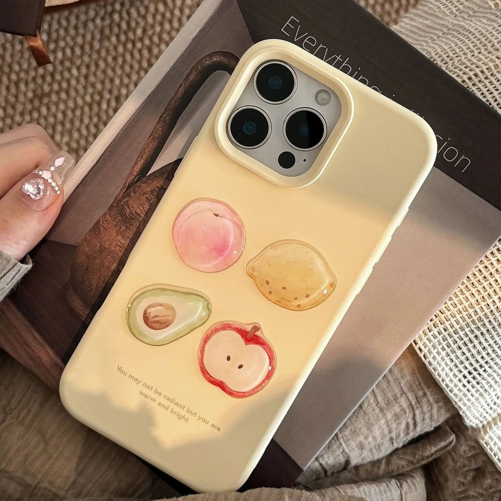 Korean 3D Fruit Graffiti Sticker Phone Case For iPhone