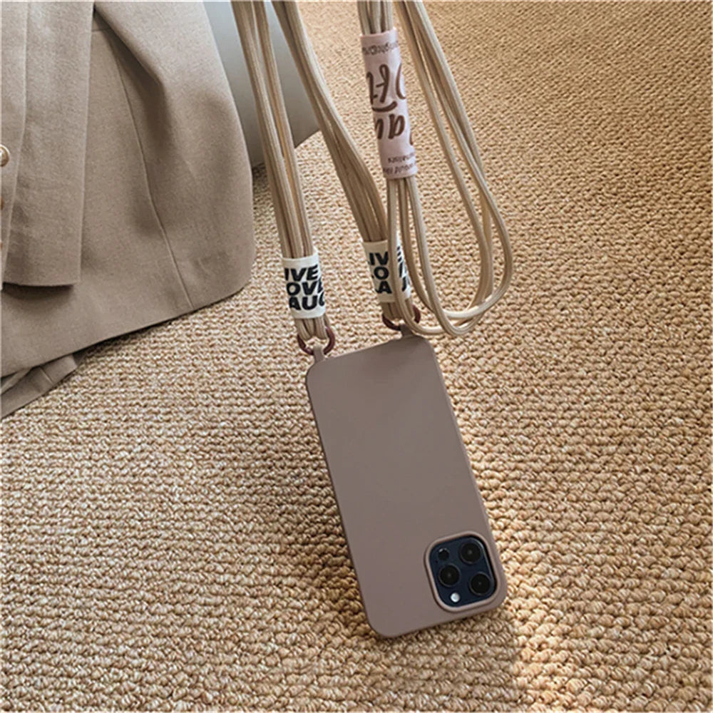 Cord Strap Lanyard Siliocne Phone Case For iPhone