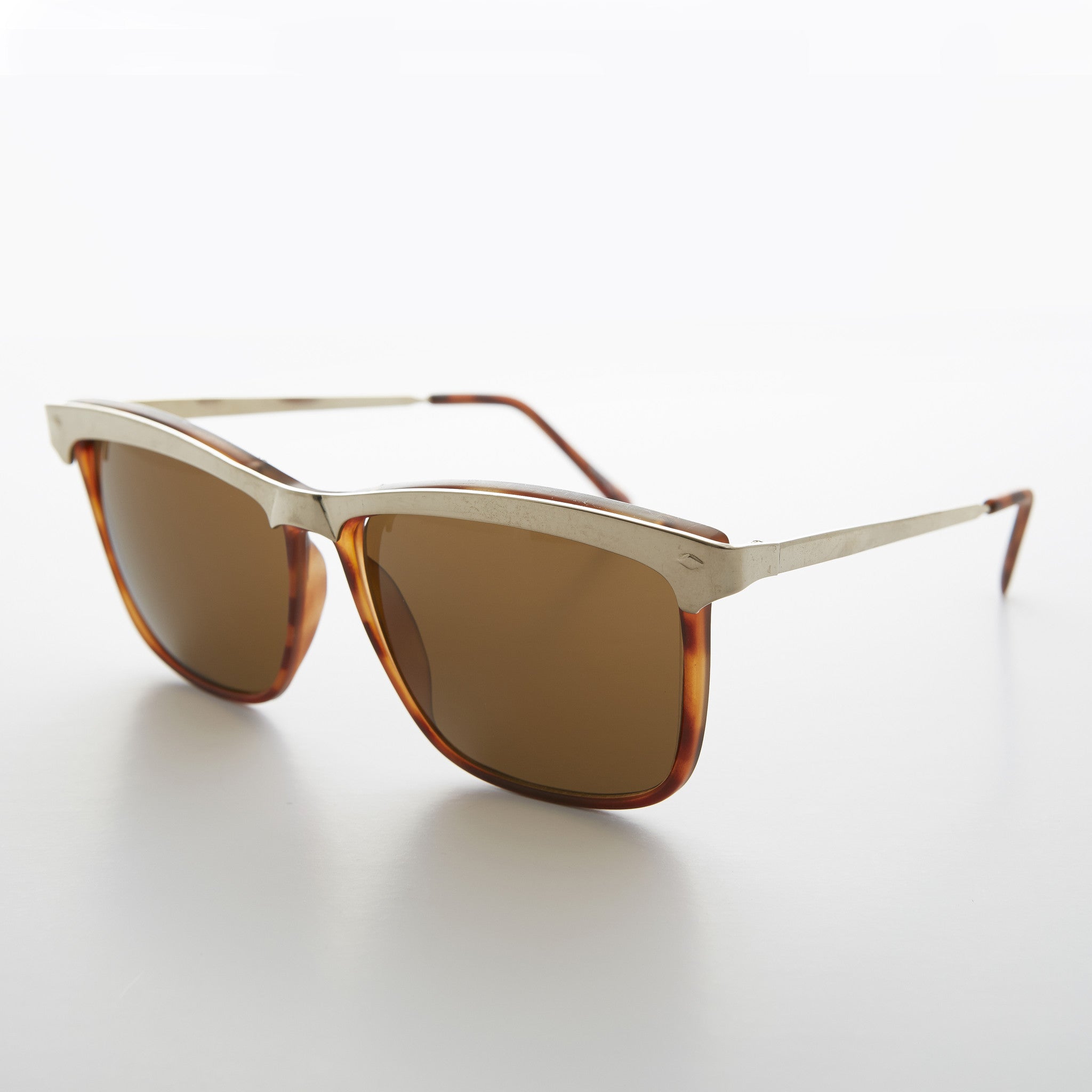 Gold Brow Line Vintage Sunglasses - Spinderella
