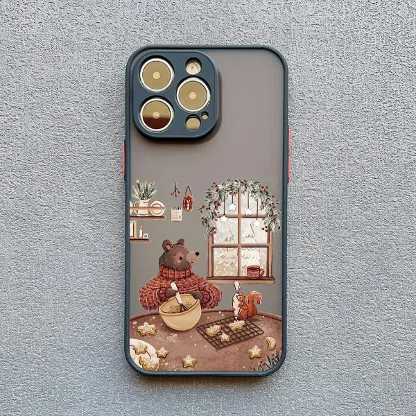 Cartoon Animal Bear Fox Squirrel Phone Case For iPhone