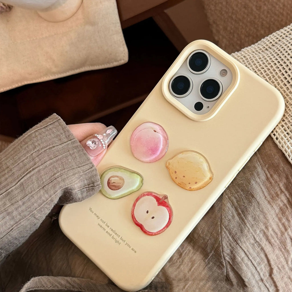 Korean 3D Fruit Graffiti Sticker Phone Case For iPhone