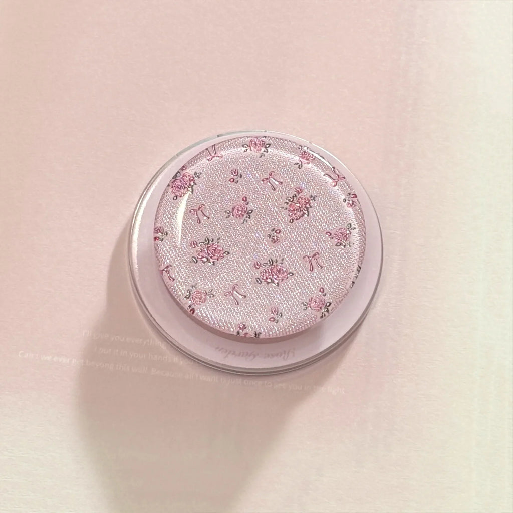 Korean Full Screen Flowers Silver Edge Plating Magnetic Bracket Phone Case For iPhone