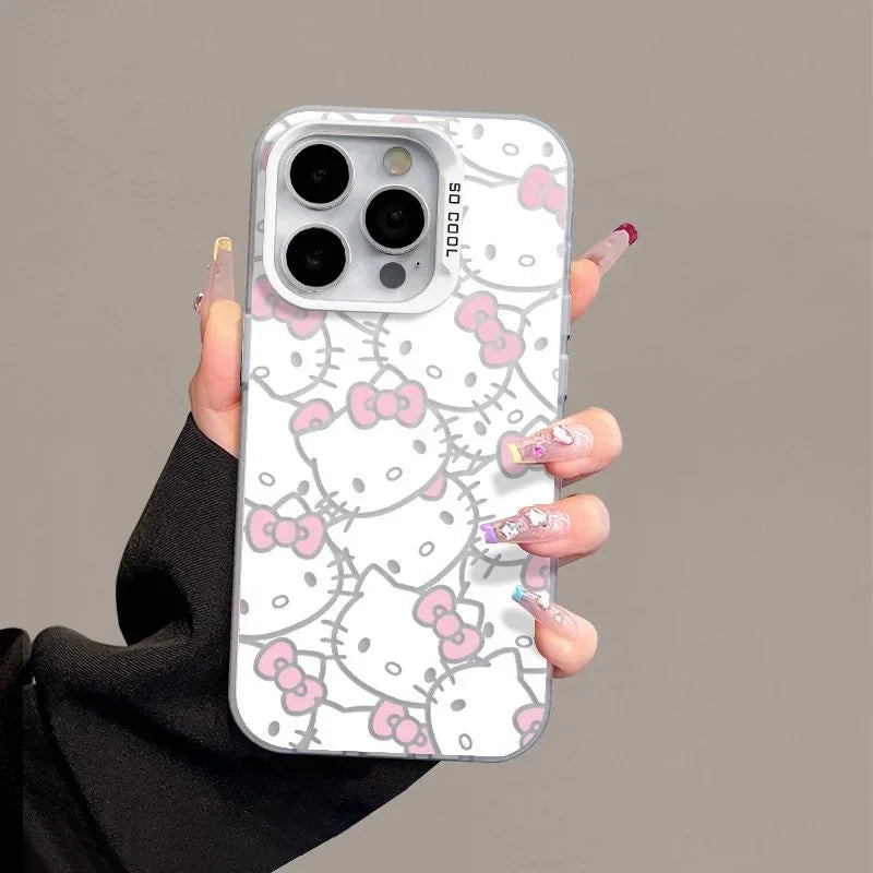 Kawaii Hello Kitty Phone Protective Case Miniso Anime Lovely Girl Good-Looking Full Screen Powder