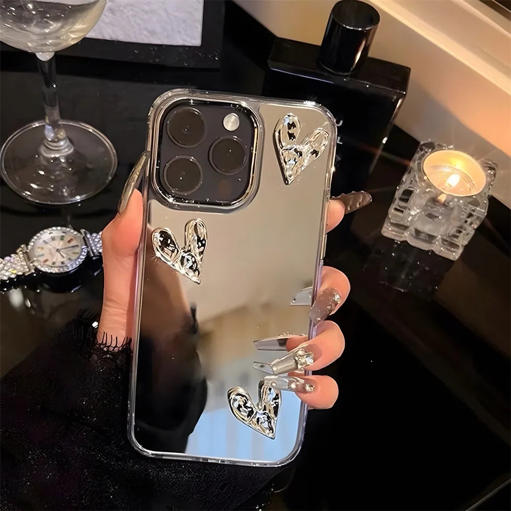 3D Love Heart Mirror Phone Case