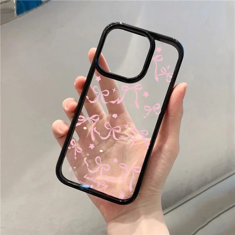 Pink Bowknot Clear Phone Case