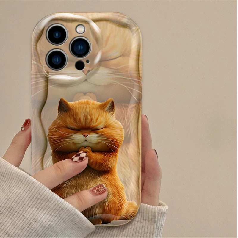 Orange Black White Cat Lovely Expression Phone Case For iPhone