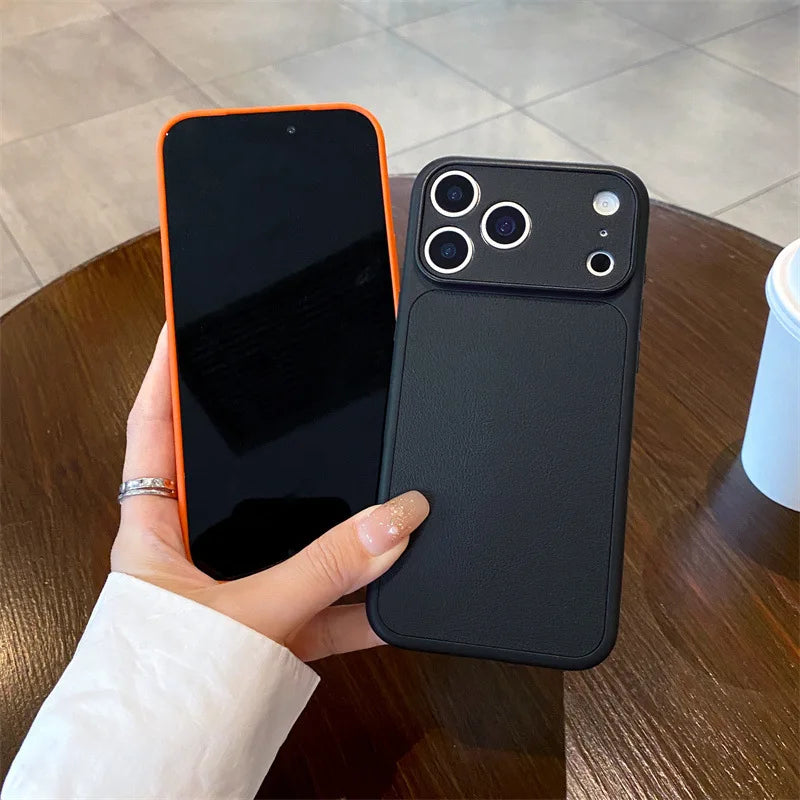 Luxury Solid Colors Lichee Leather Texture Phone Case For iPhone