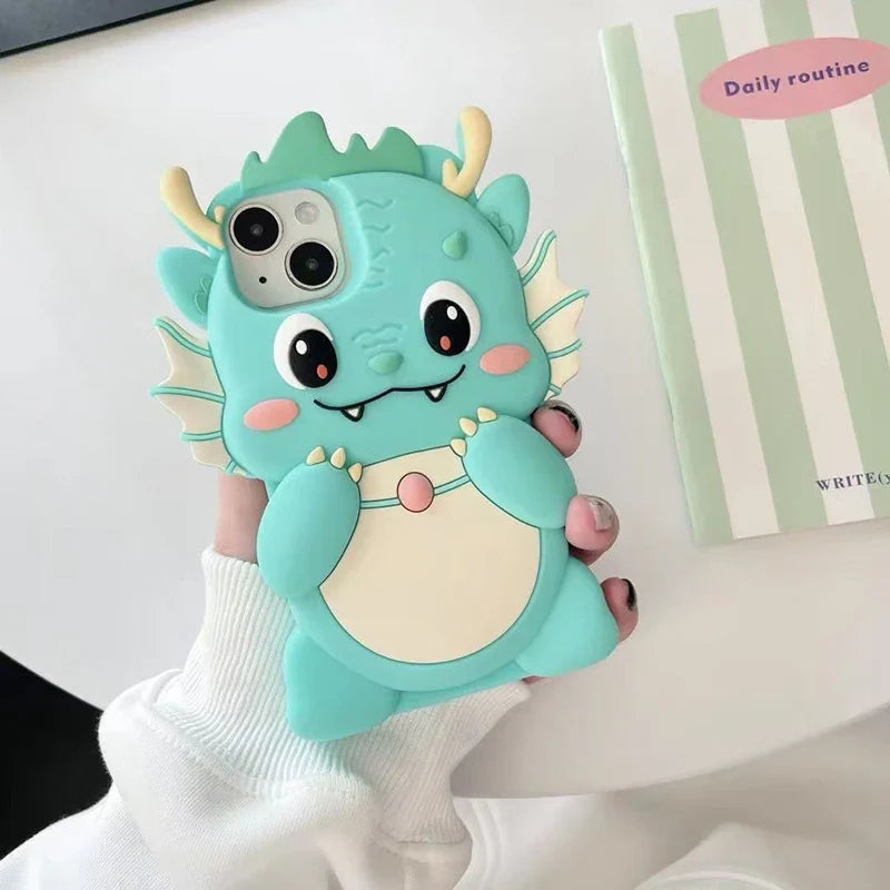 Kawaii 3D Cartoon Big Dinosaur Phone Case