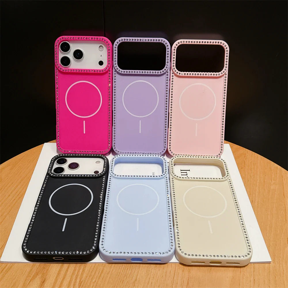 Luxury Diamond For Magsafe Wireless Charge Transparent Case For iPhone