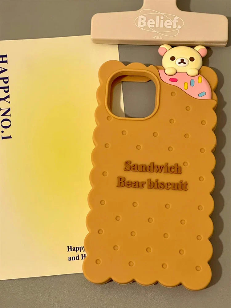 Funny Sandwich Rilakkuma Bear Biscuit Phone Case
