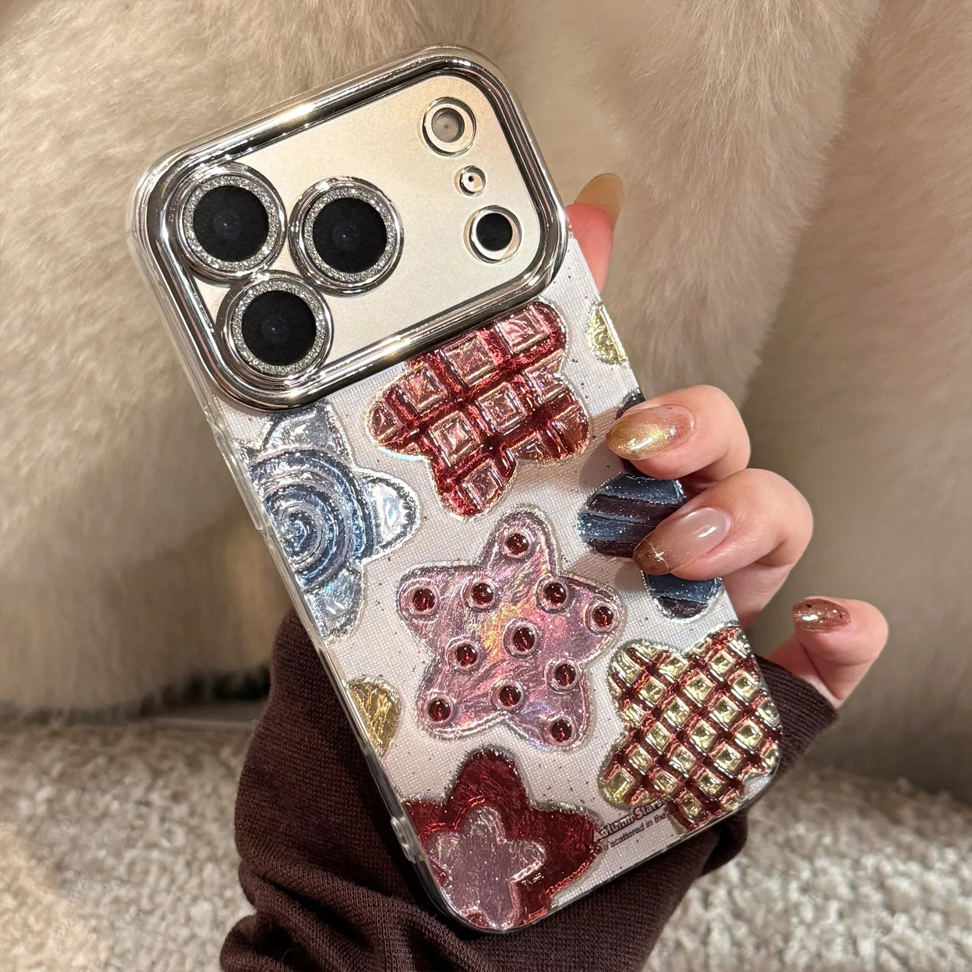 Korean Colorful Stars Glitter Plating Phone Case For iPhone