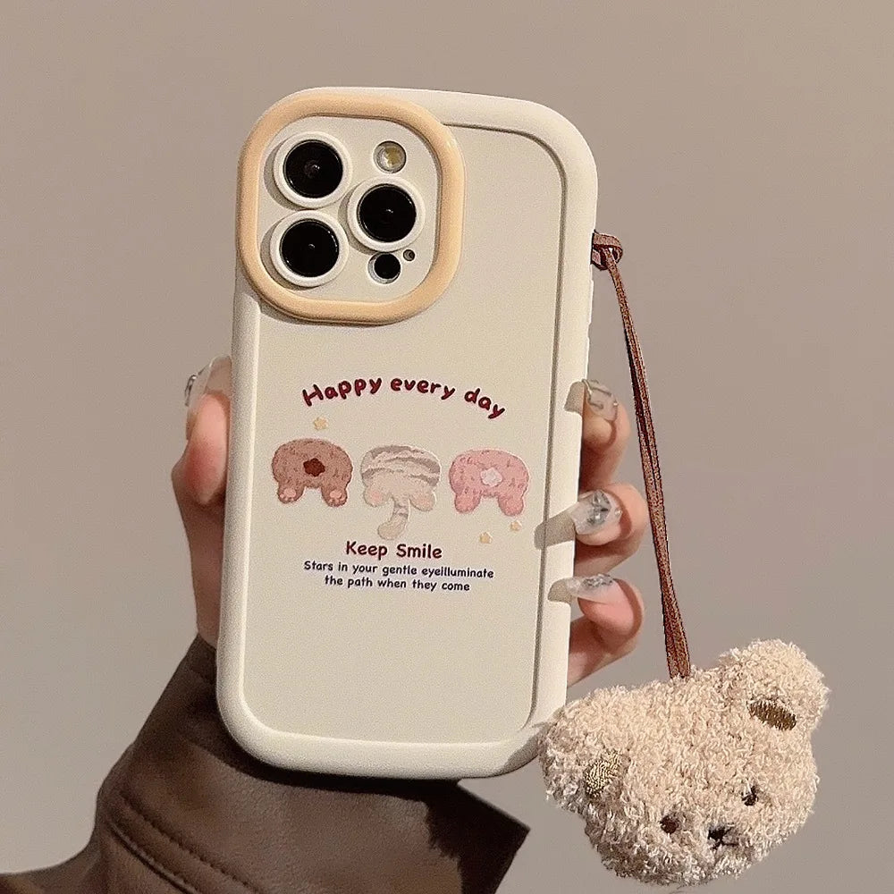 Cute Cartoon Phone Case With Bear Pendant For iPhone