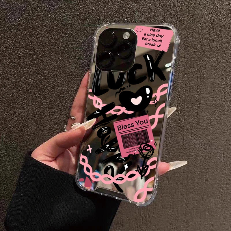 Lucky Love Pattern Mirror Acrylic Phone Case