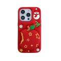 Kawaii Cartoon Snowman Christmas Apple Silicone Telescopic Bracket Phone Case For iPhone