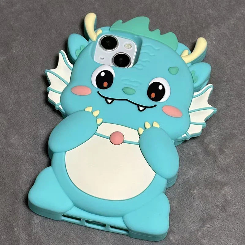 Kawaii 3D Cartoon Big Dinosaur Phone Case