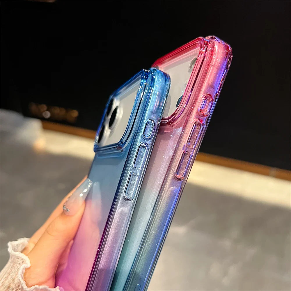 Gradient Colorful Transparent Phone Case For iPhone