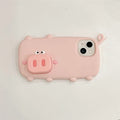 3D Cute Cartoon Pig Nose Telescopic Bracket Silicone Phone Case For iPhone