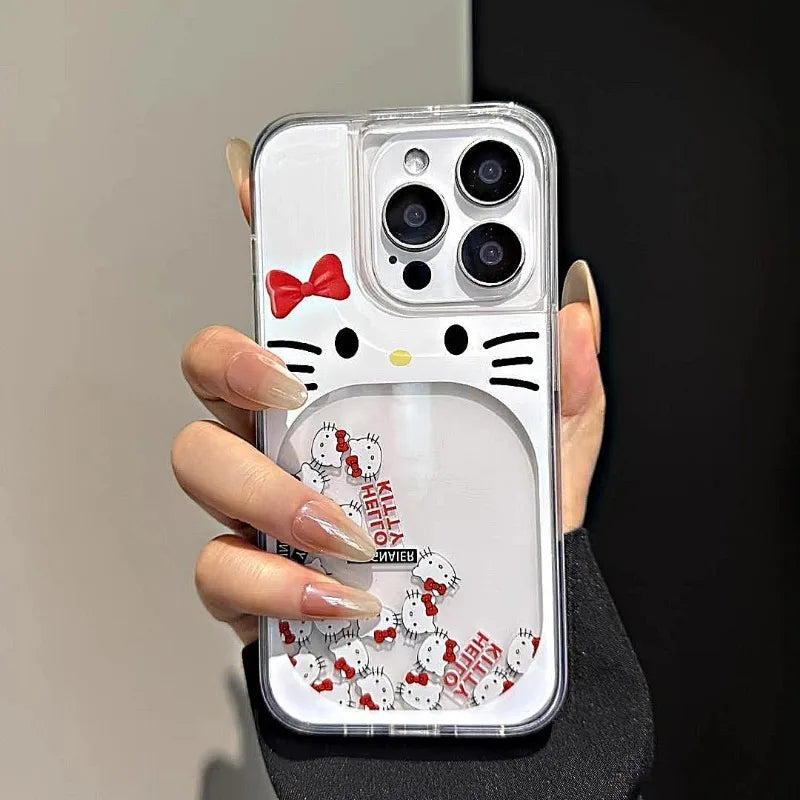 Kawaii Hello Kitty Quicksand Mobile Phone Soft Shell Simple Transparent Anime For For iPhone