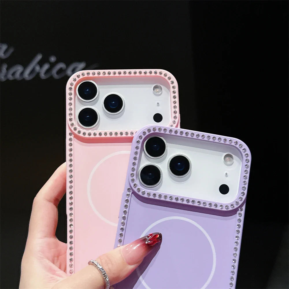 Luxury Diamond For Magsafe Wireless Charge Transparent Case For iPhone