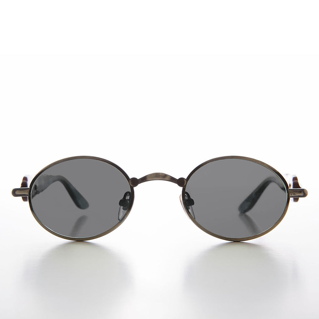 Unique 90s Oval Lens Vintage Sunglass Jagged Temple Design - Tweek