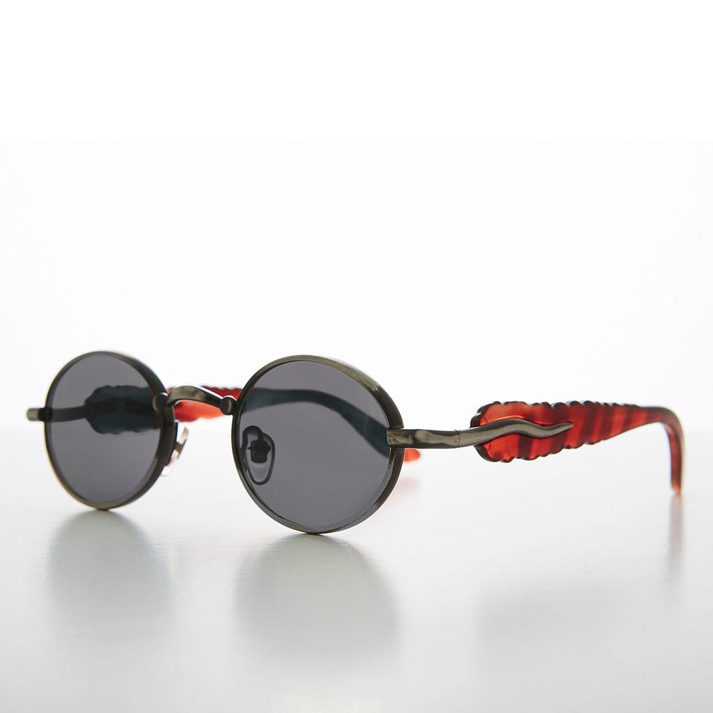 Unique 90s Oval Lens Vintage Sunglass Jagged Temple Design - Tweek