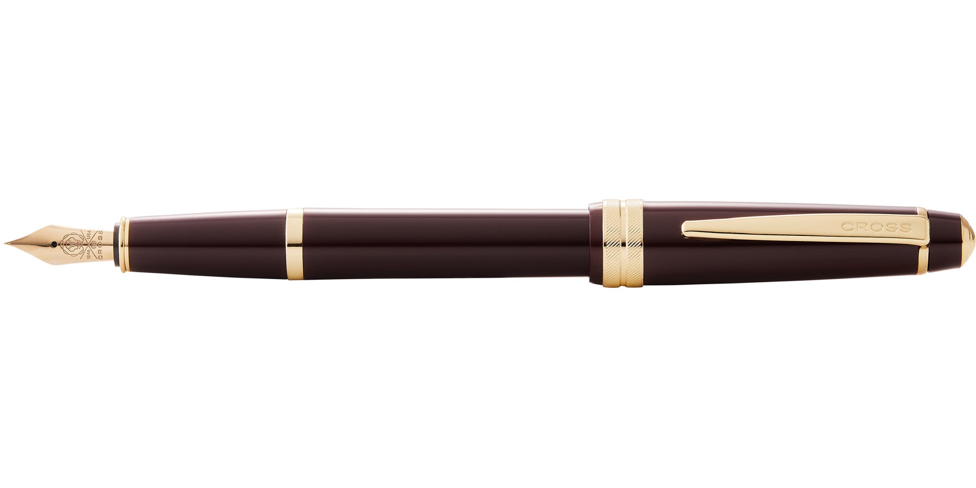 Bailey Light™ Polished Burgundy Resin and Gold Tone Extra-Fine Fountain Pen