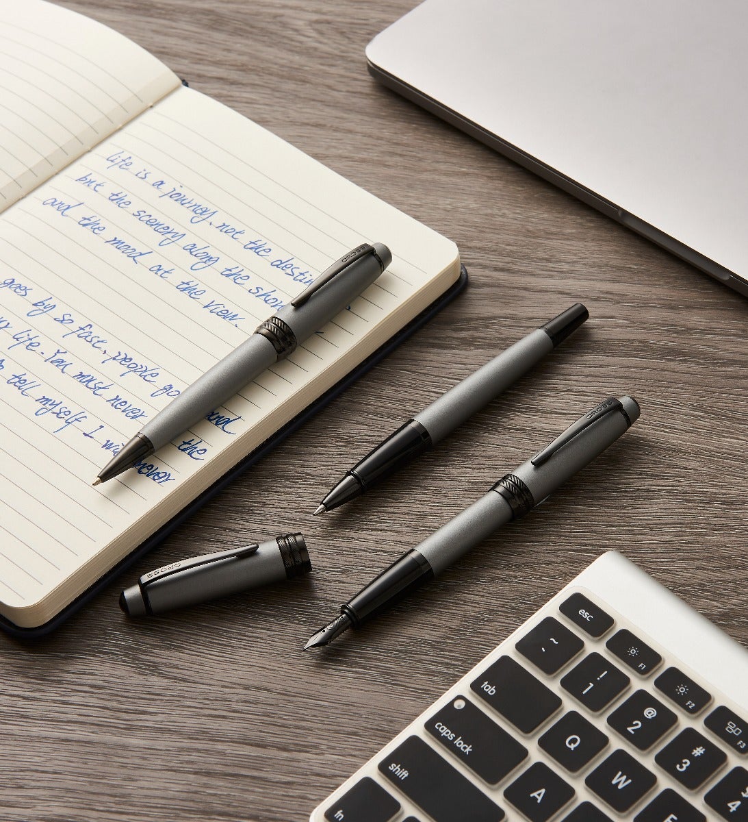 Bailey™ Matte Gray Lacquer Stainless Steel Extra-Fine Nib Fountain Pen