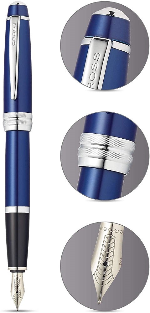Bailey™ Blue Lacquer Stainless Steel Medium Nib Fountain Pen