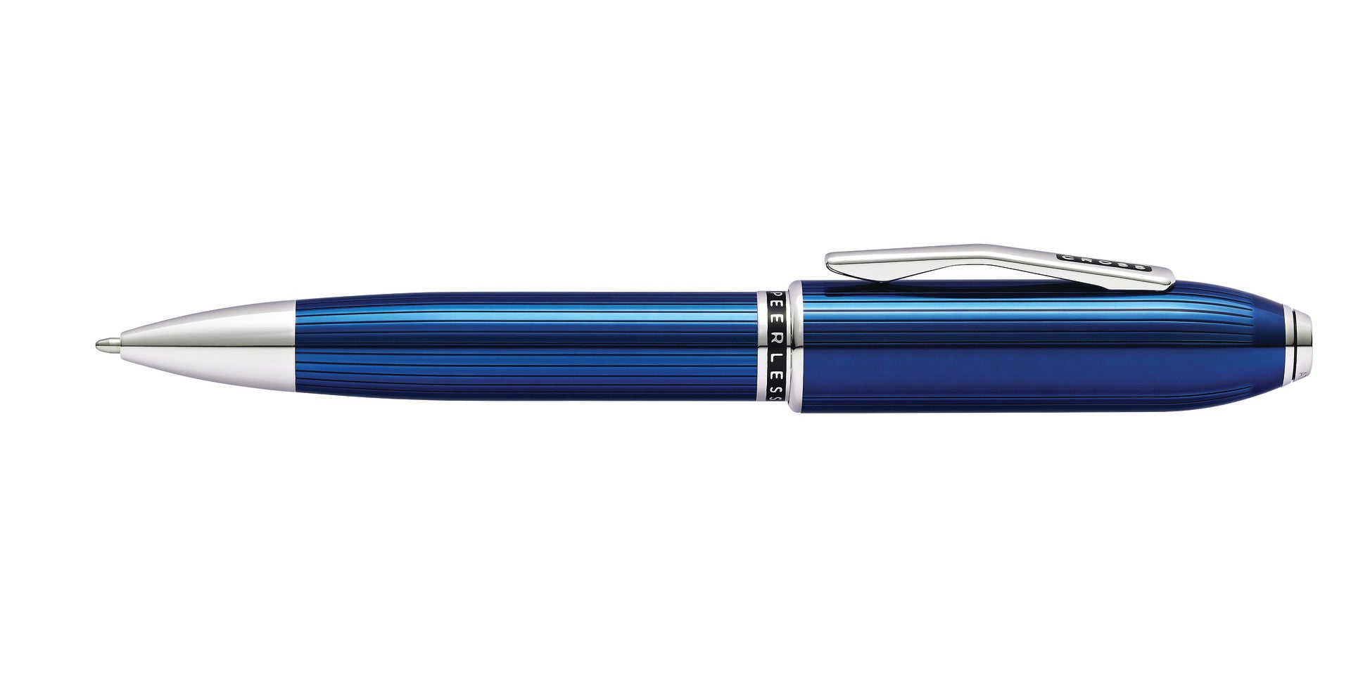 Peerless™ Translucent Quartz Blue Engraved Lacquer with Platinum Plated Appointments Ballpoint Pen