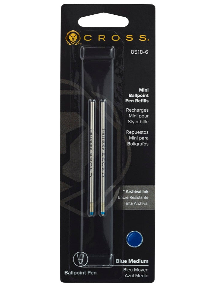 Mini Ballpoint Pen Refill - Blue - Medium - Dual Pack