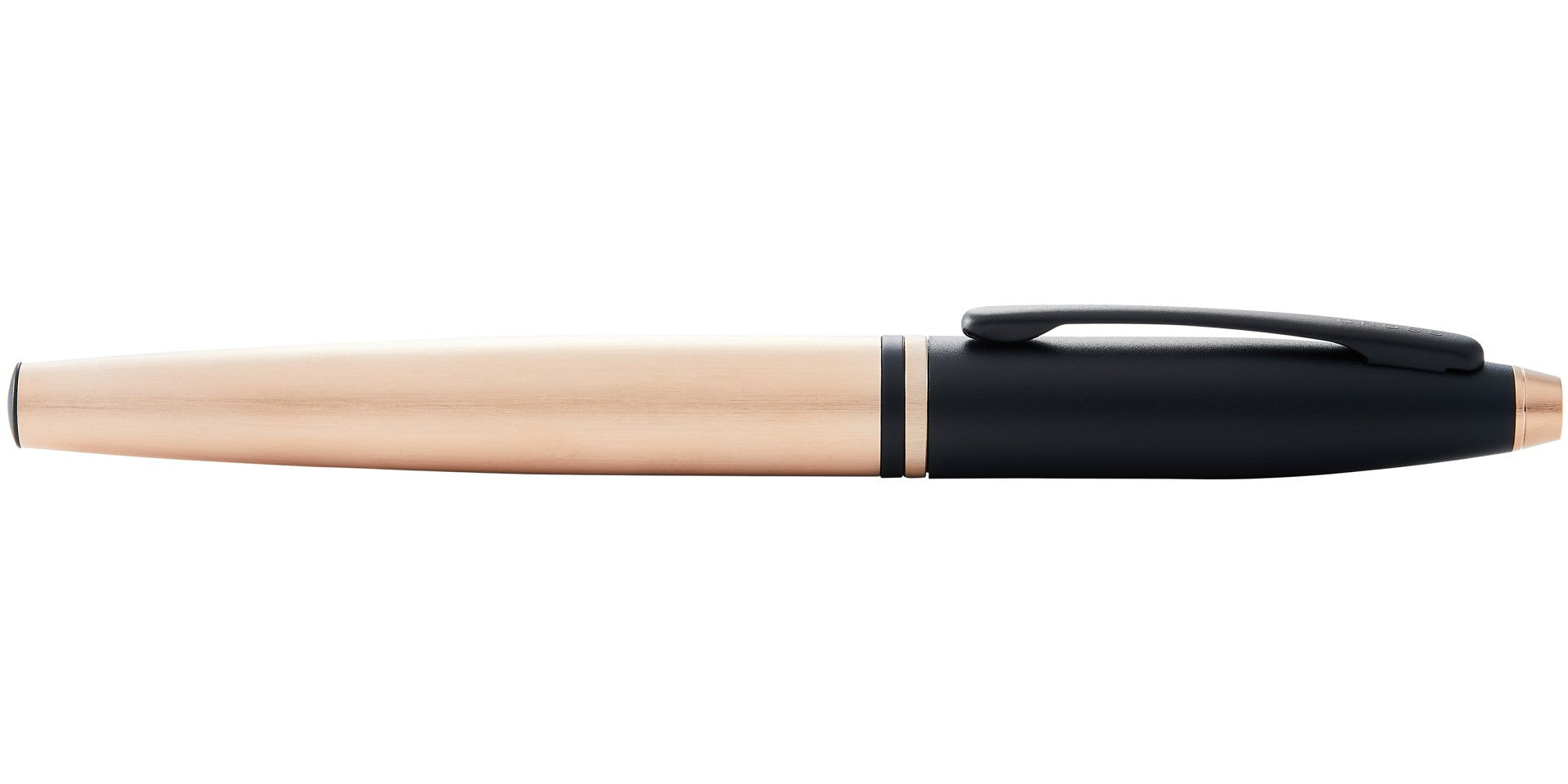 Calais™ Brushed Rose Gold Plate and Black Lacquer Rollerball Pen