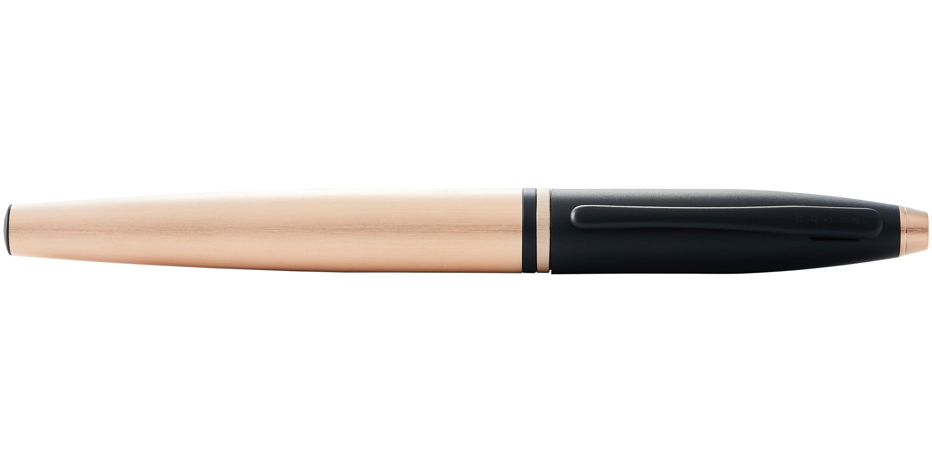 Calais™ Brushed Rose Gold Plate and Black Lacquer Rollerball Pen