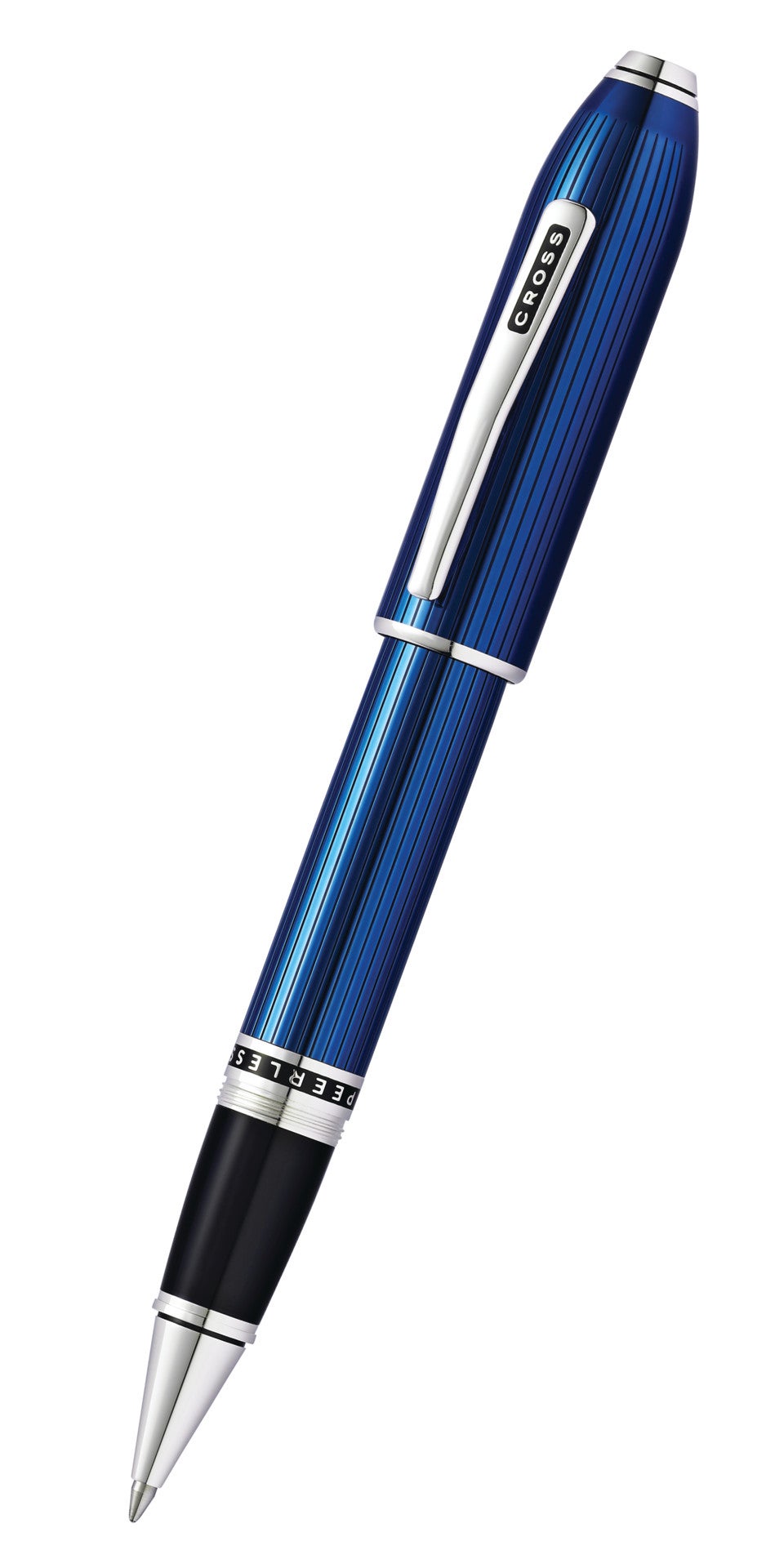 Peerless™ Translucent Quartz Blue Engraved Lacquer Platinum Plated Appointments Rollerball Pen