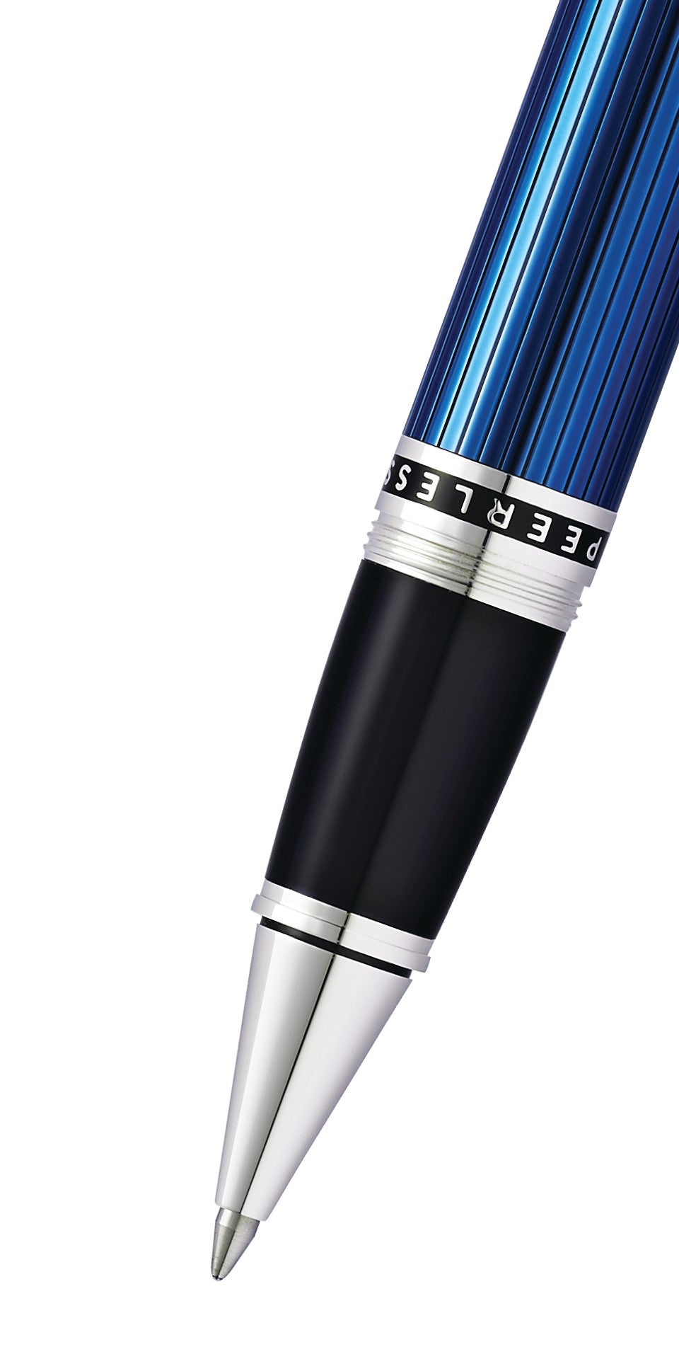 Peerless™ Translucent Quartz Blue Engraved Lacquer Platinum Plated Appointments Rollerball Pen
