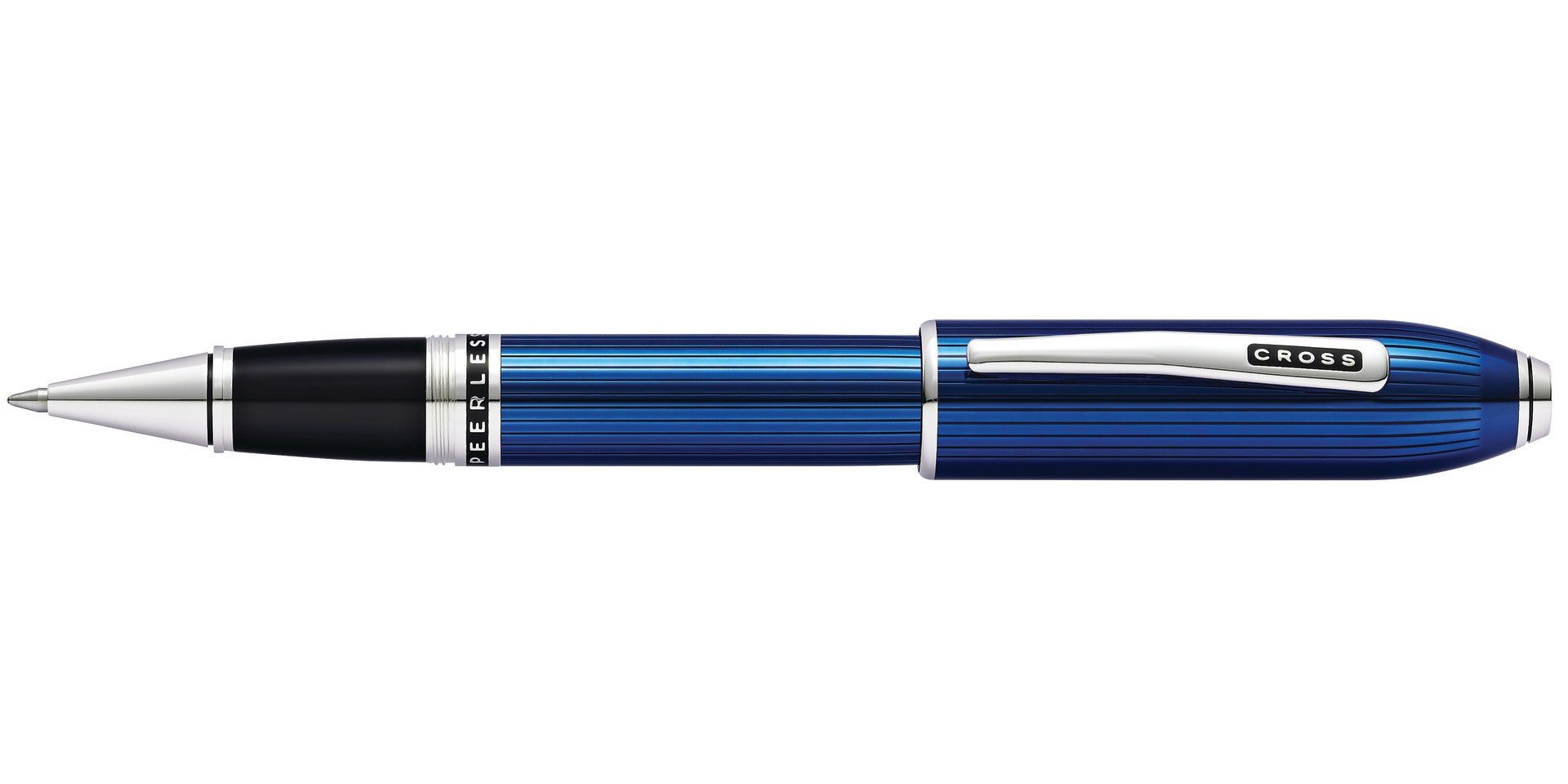 Peerless™ Translucent Quartz Blue Engraved Lacquer Platinum Plated Appointments Rollerball Pen