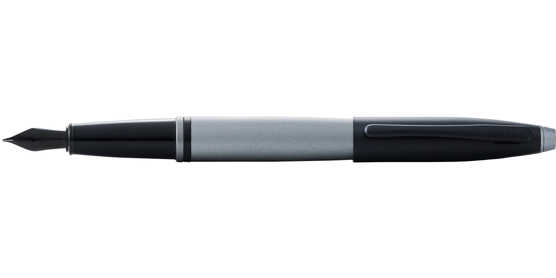 Calais™ Matte Gray and Black Lacquer Stainless Steel Fine Nib Fountain Pen
