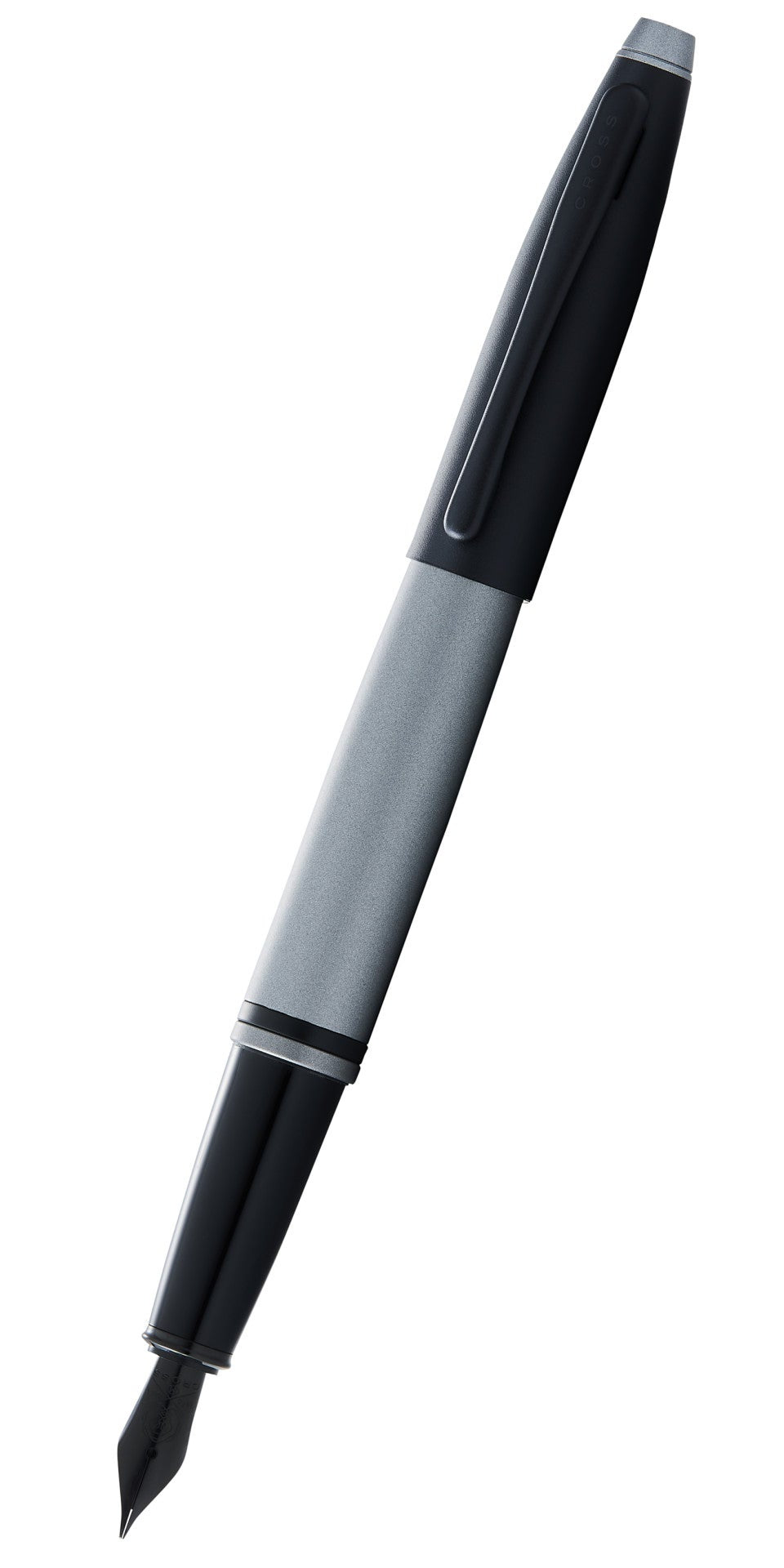 Calais™ Matte Gray and Black Lacquer Stainless Steel Fine Nib Fountain Pen
