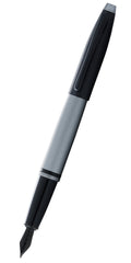 Calais™ Matte Gray and Black Lacquer Stainless Steel Medium Nib Fountain Pen