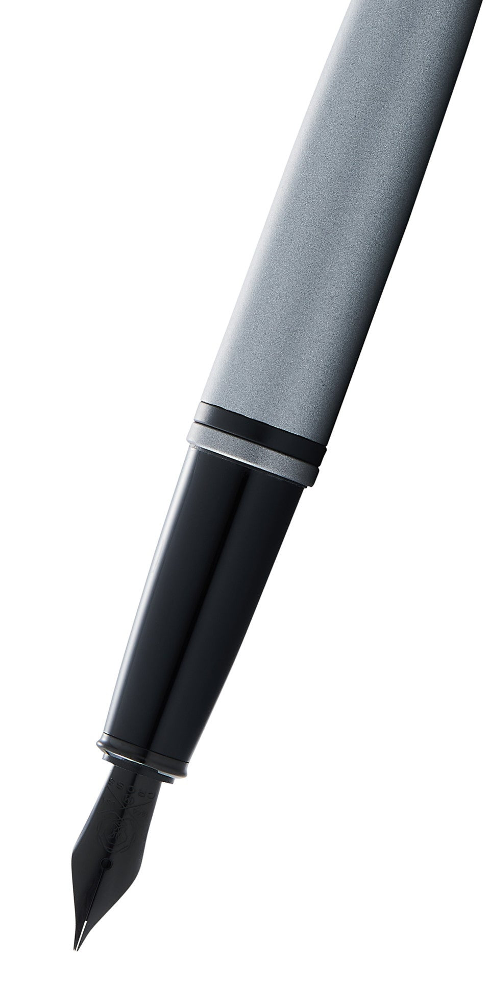 Calais™ Matte Gray and Black Lacquer Stainless Steel Medium Nib Fountain Pen