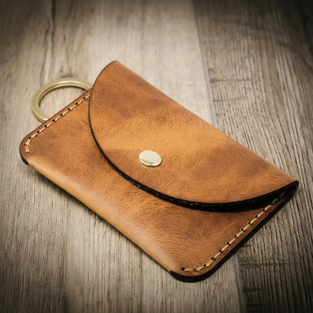 The Richmond Leather Keychain Wallet in Saddle Tan