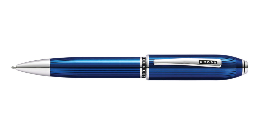 Peerless™ Translucent Quartz Blue Engraved Lacquer with Platinum Plated Appointments Ballpoint Pen