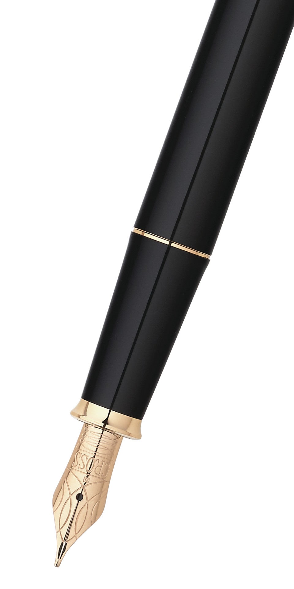 Townsend® Black Lacquer with 23KT Gold-Plated Appointments and Solid 18KT Gold Fine Nib Fountain Pen