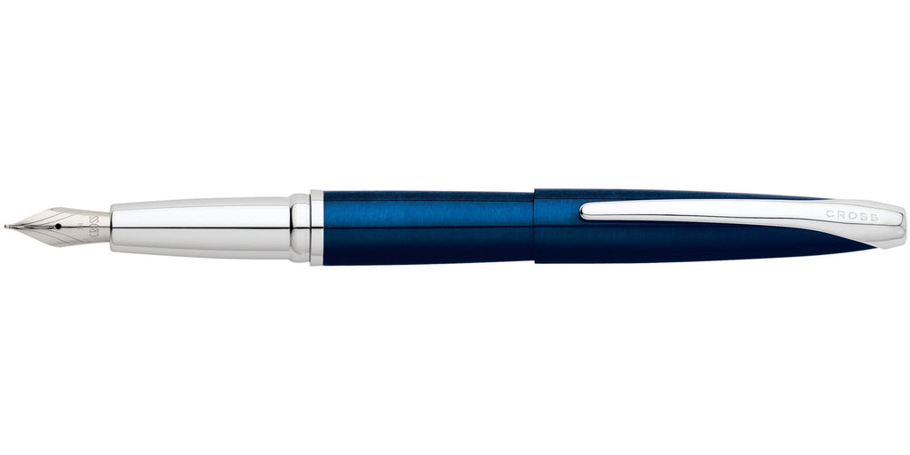 ATX® Translucent Blue Lacquer Stainless Steel Fine Nib Fountain Pen